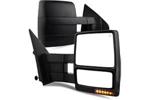 AUTOSAVER88 Towing Mirrors Compatible with 2004 2005 2006 Ford F150 Truck, Trailer Tow Mirrors w/Power Heated Glass Turn Signal Puddle Lamp, Manual Telescoping and Folding Side Mirror