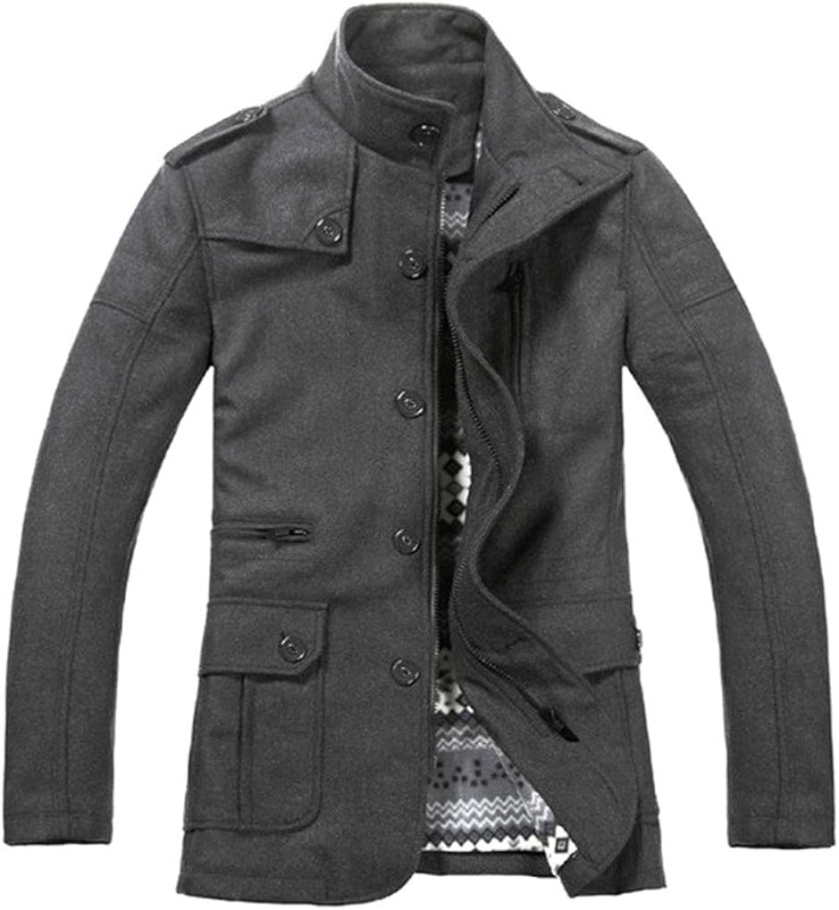 Instylewear Men Wool Blend Winter Jacket Tweed Car Coat Military Trench