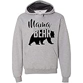 Custom Apparel House Mama Bear Hoodie - Gift for Mom Pullover Sweatshirt with Bear Silhouette, Soft Premium Hoodie