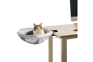 Adjustable Cat Desk Hammock - Breathable mesh Fabric with Steel Frame, Supports Up to 50lbs – Space-Saving Elevated Bed for C