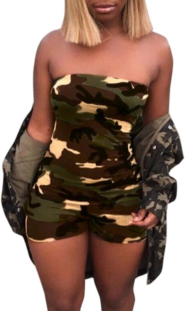 Summer Culotte Camouflage Jumpsuit Womens Ladies,Lolittas Jersey Harem Short ITE Wide Leg Off Shoudler Casual Occasion Playsuit Dress Overall One Piece