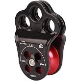 30KN Dual Bearing Hitch Climber Pulley, for Arborist Tree Climbing with 3 Holes Side Plate