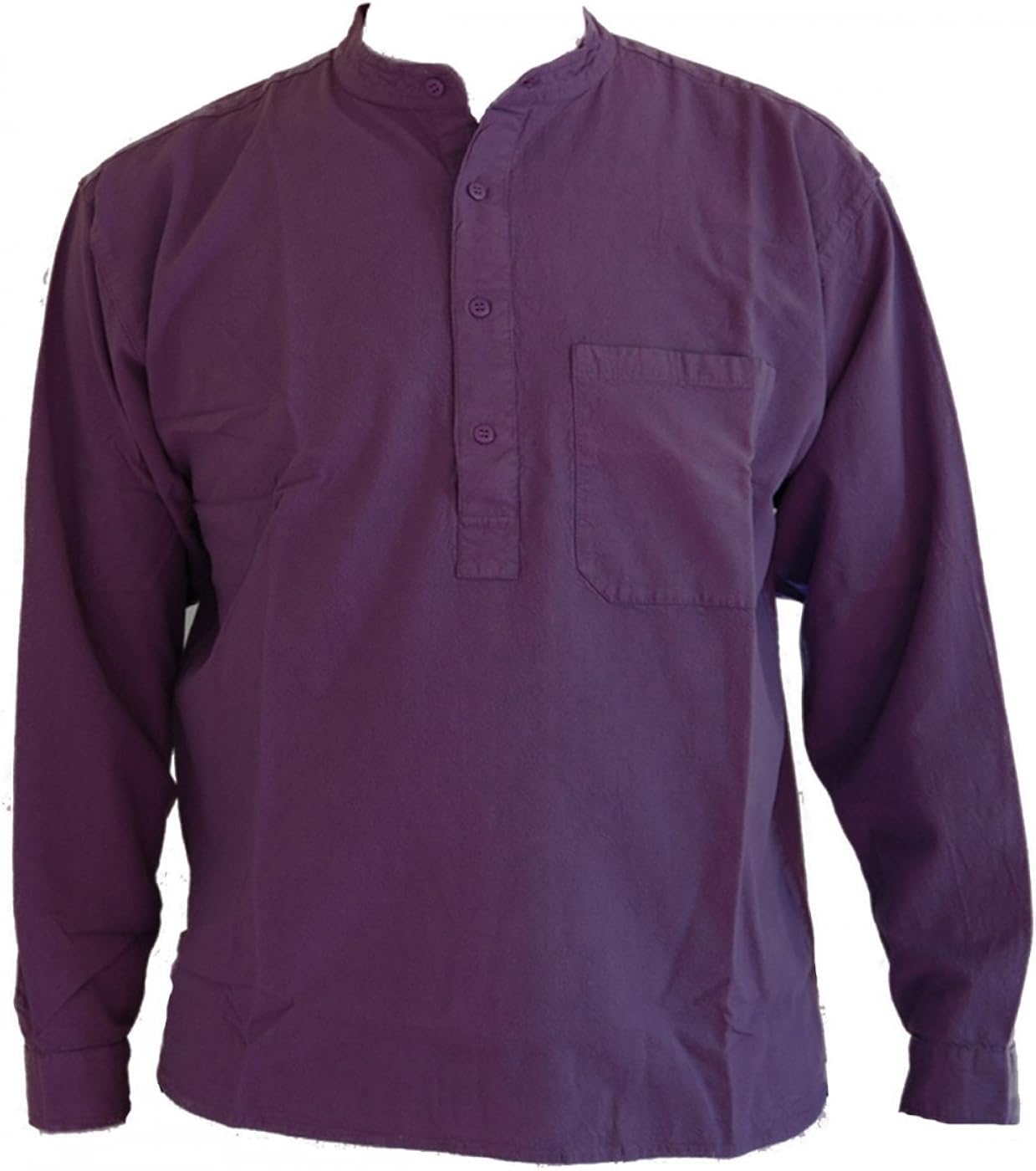 Purple Grandad Collarless Shirt Cotton Sizes Small to 2XL Amazon.co.uk