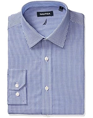 Men's Classic Fit Gingham Spread Collar Dress Shirt