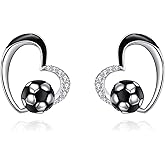 Grmdit Volleyball/Basketball/Baseball/Soccer Earrings for Mom Women 925 Sterling Silver Sport Stud Earrings for Women Ball Jewelry Gifts for Sport Lover Player