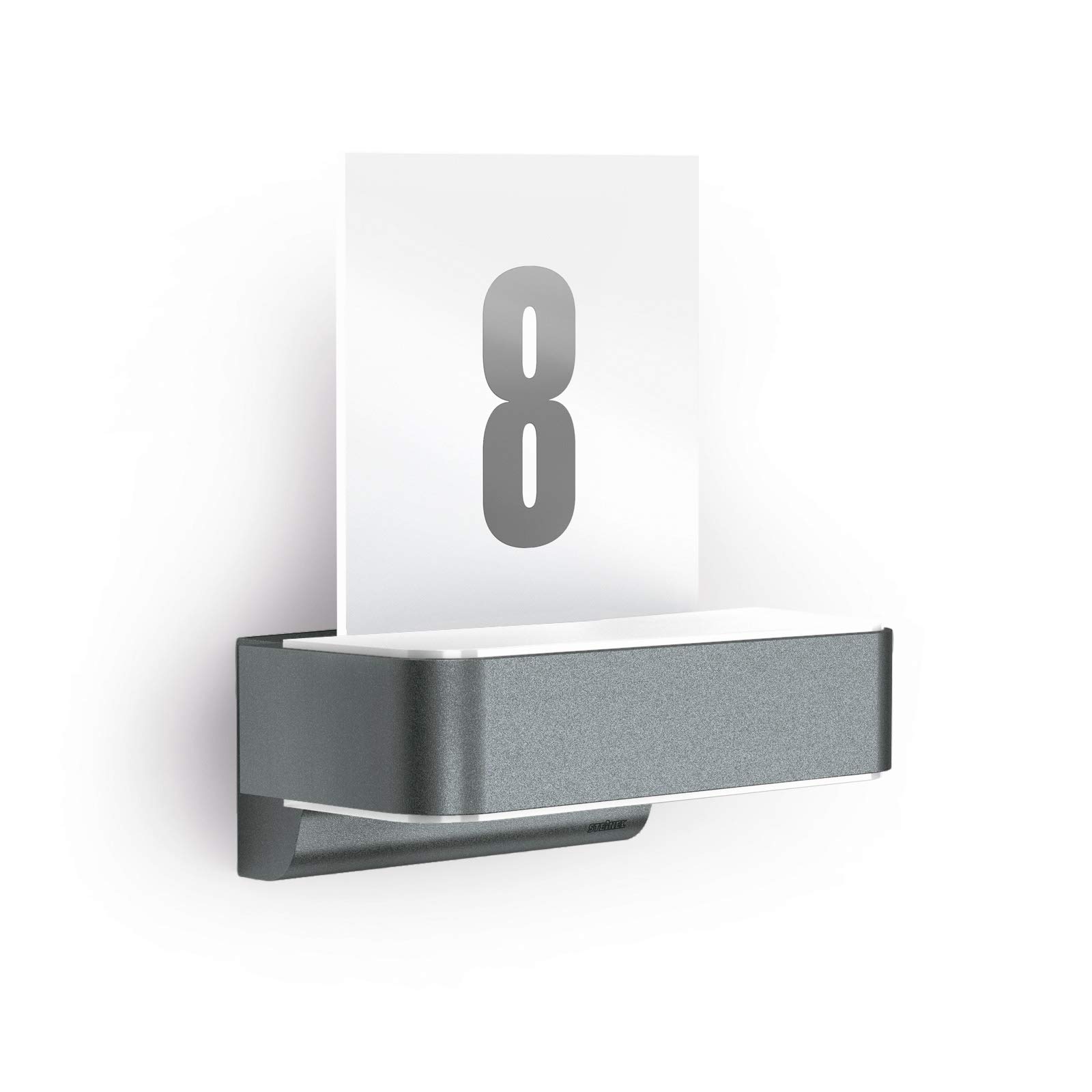 Steinel Outdoor Wall Light L 820 SC Anthracite, LED House Number, 160° Motion Detector, 9.8 W, Networkable, Operations via Bluetooth App, Aluminium