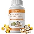 GREENPEOPLE Vitamin D3 10,000 IU + K2 (MK-7) 200mcg w/Coconut Oil Softgels | 300-Count 2-in-1 Vegan vitamina d3 con k2 for Bone Health & Immune Support |Enhanced Absorption, Non-GMO, Easy to Swallow