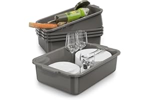 WYT Gray 13 L Commercial Bus Tubs/Tote Box, Plastic Storage Wash Basin Tub, 5-Pack