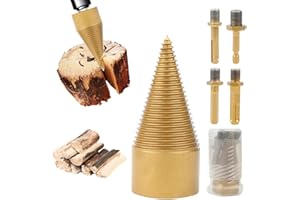 POOUTY Firewood Drill Bit Set with 4 Handles, Detachable Fire Wood Splitter Drill Bit Tool 42mm / 32mm Cones Wood Log Splitter Drill Bit, Wood Splitting Drill Bit for Electric Drill Machine (42mm)