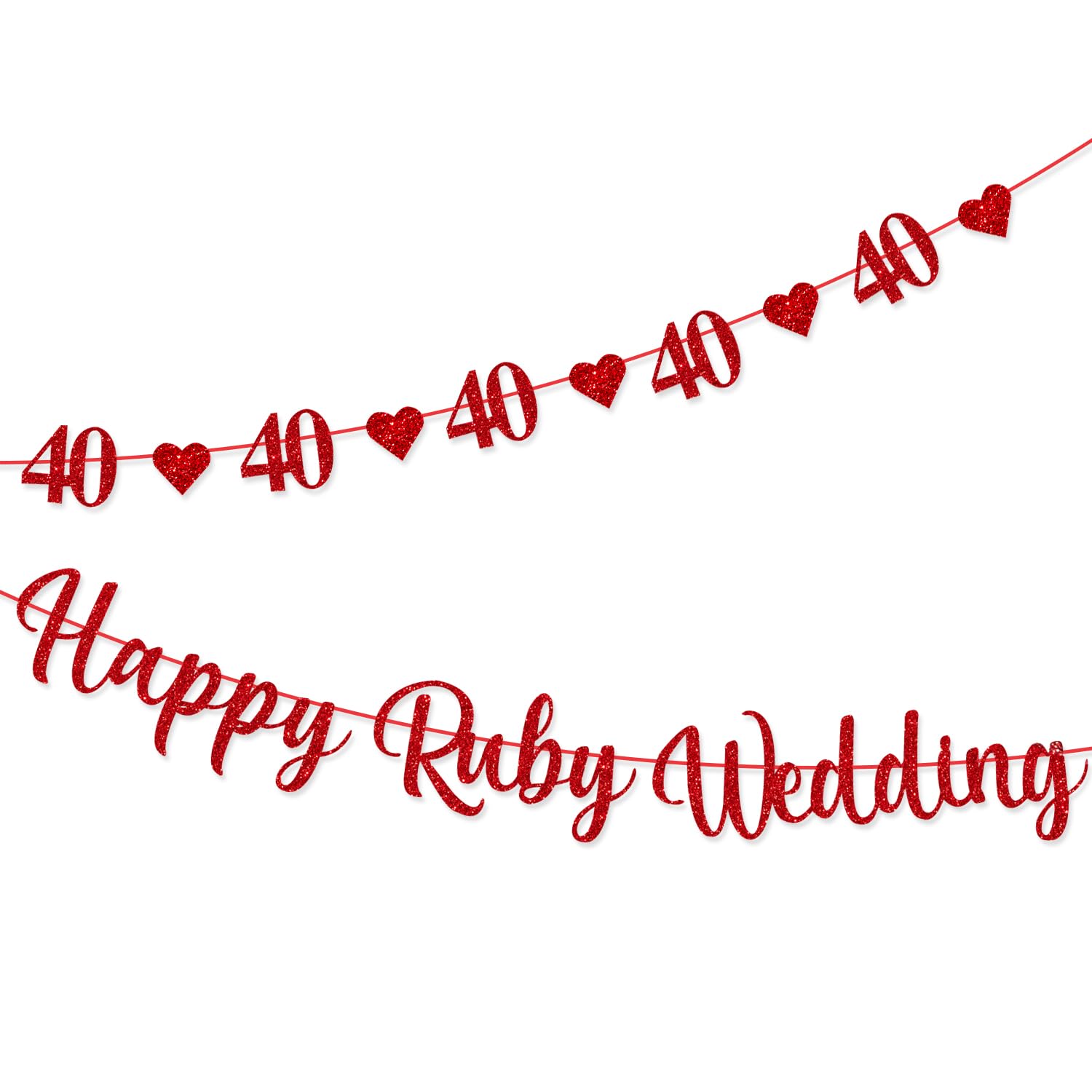 40th Happy Ruby Wedding Banner, Happy 40th Ruby Wedding Anniversary Decorations, 40 Anniversary Bunting for Party Decorations