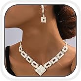Yean Rhinestone Bride Wedding Jewelry Set Silver Crystal Necklace and Earrings Bracelet Set Prom Formal Costume Jewelry for Women
