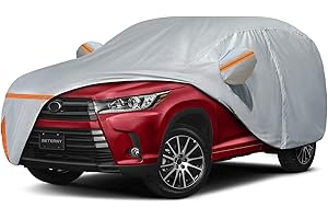 BETERNY Waterproof Car Cover for 2001-2025 Toyota Highlander, Custom-fit All Weather Sun Rain UV Dust Snow Protection Outdoor Highlander Full Car Cover with Door Zipper and Cotton Lining-Gray