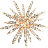 Rhinestone Flower Brooch Pin 14K Golden Plated Austria Rhinestone Lapel Pin Sweater Jackets Hats Scarves Dress Suit Corsage Brooches Pins Fashion Jewelry Gifts for Women Girls