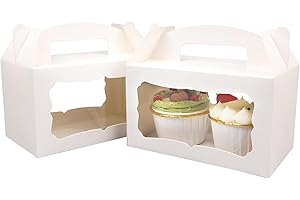 Capkyke 30pcs 6x3.5x3.5 inches Happy Meal Box Treat Boxes with Handles White Gable Boxes for Party Favors for Kids Birthday for Candy Cupcake Cookie Dessert Macaron Pastry