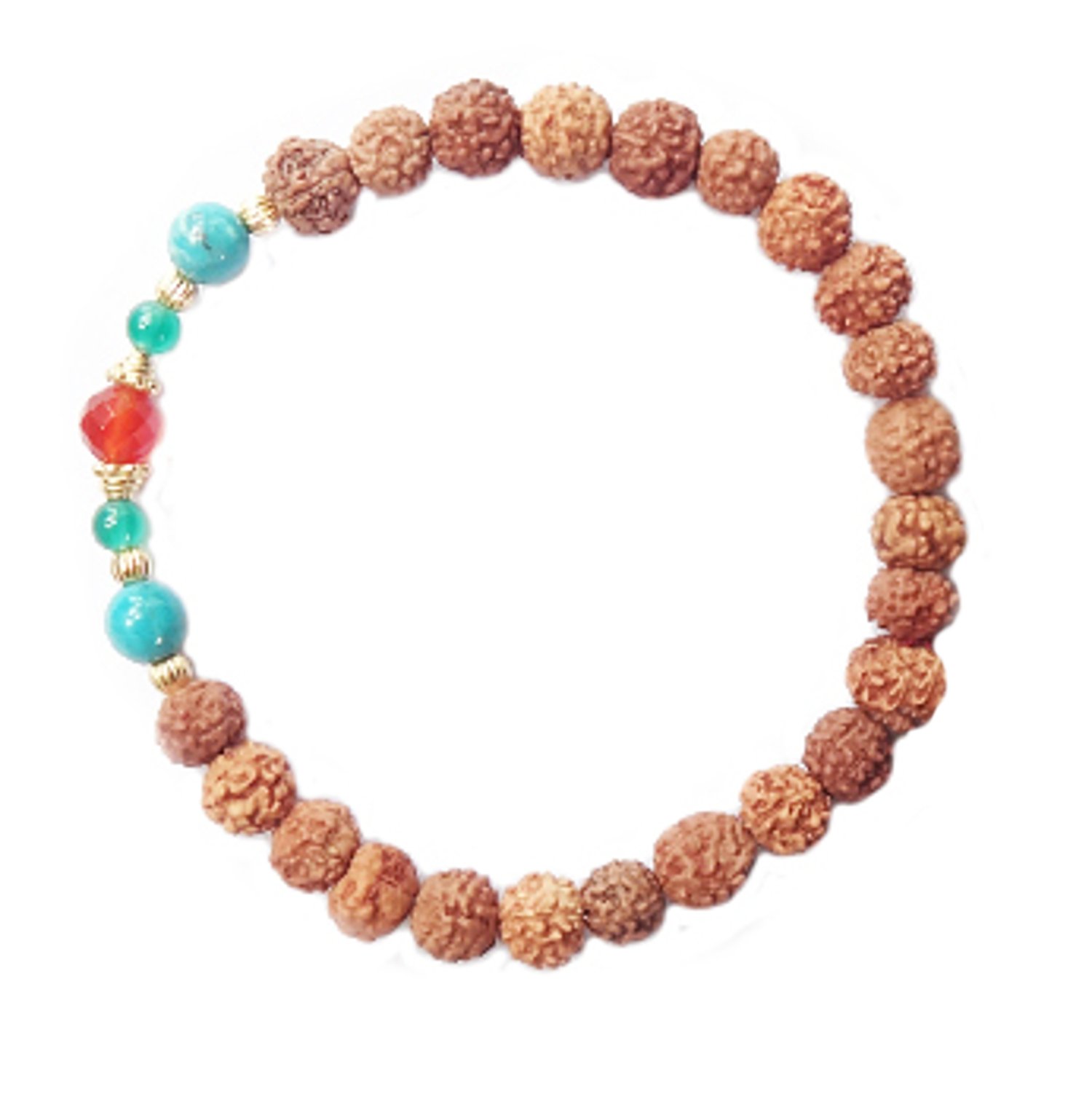 Aum RudrakshaGolden Light Rudraksha Gemstone Stretch Bracelet