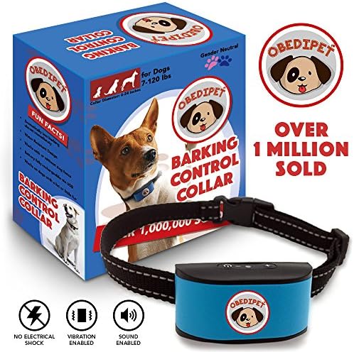 [2018 CHIP] Obedipet RECHARGEABLE Bark Collar - NO SHOCK Dog Bark Control And Bark Deterrent for Small Medium and Large Dogs