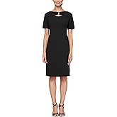 S.L. Fashions Women's Short Sheath Ruched Cutout Neck Detail, Wedding Guest, Formal Event Dress