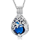 AIWENXI Tree of Life Urn Necklaces for Women Men Teardrop Cremation Jewelry for Ashes Keepsakes with Hollow Mini Ashes Urn Pendant Memorial Necklaces Jewelry