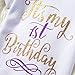 NNJXD Girl Newborn It's My 1st Birthday 3 Pcs Outfits Romper+Skirt+Headband Size (1) 1 Years Purple