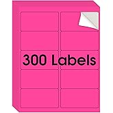 MaxGear 8-1/2" x 11" Neon Pink Labels - Fluorescent Labels, for Inkjet or Laser Printer, for Efficient Sorting and Organization, Strong Adhesive, 2" x 4", 30 Sheets, 300 Pcs