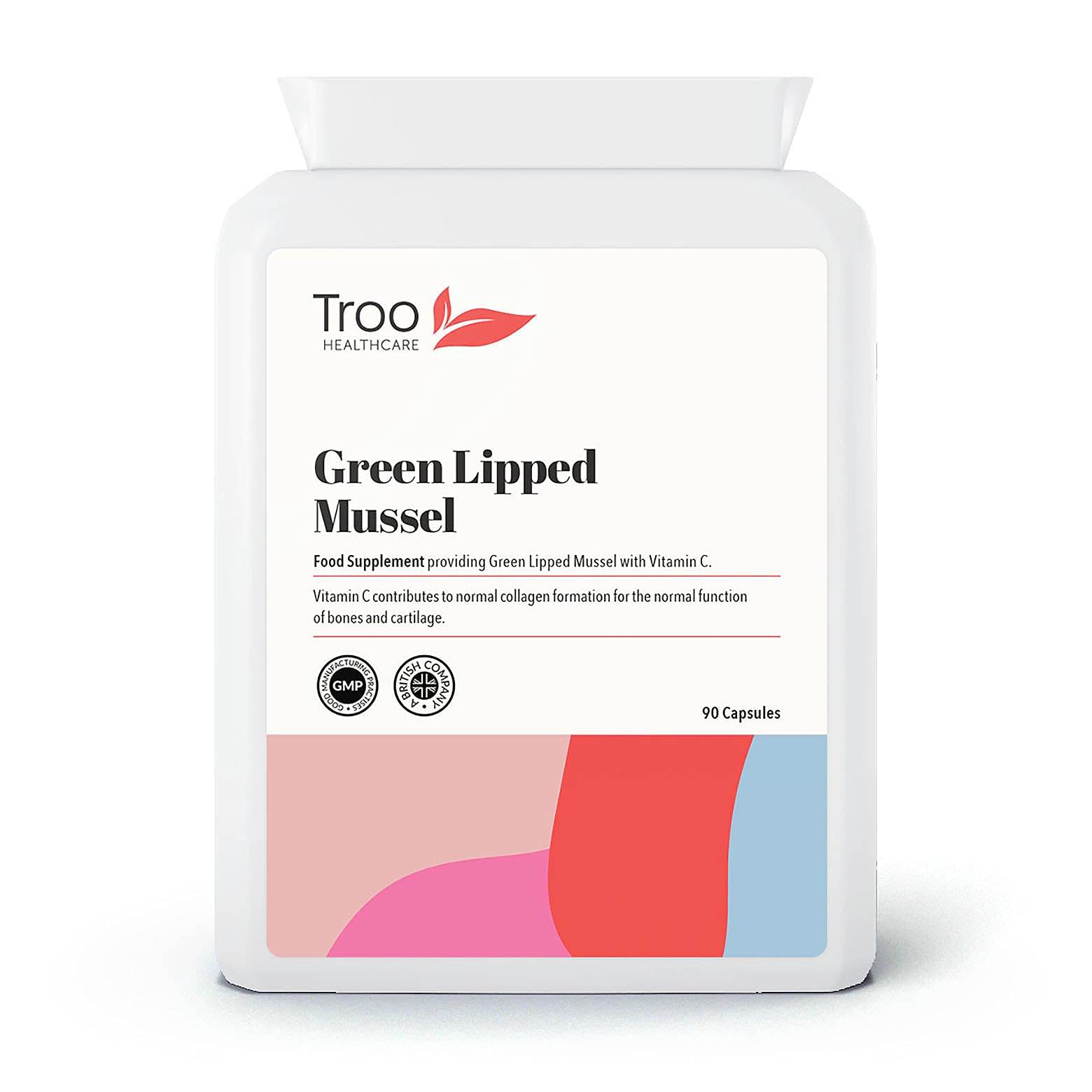 Troo Health Care Green Lipped Mussel Supplement 500mg - 90 Capsules - New Zealand Sourced Co2 Extracted for Maximum Lipid Content - Enhanced with Vitamin C for Collagen Formation Joint & Bone Support