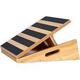 StrongTek Professional Wooden Slant Board, Adjustable Incline Board and Calf Stretcher, Partial-Coverage Design with Side Han