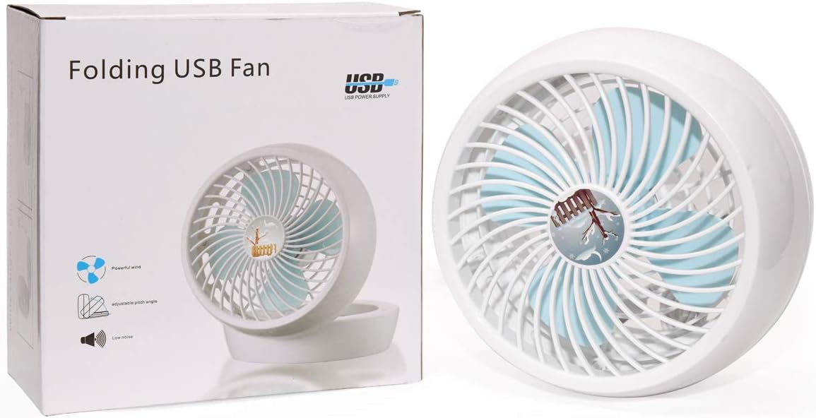 CHHELL Adjustable Silent Portable Mini USB Personal Desktop Fan (White)