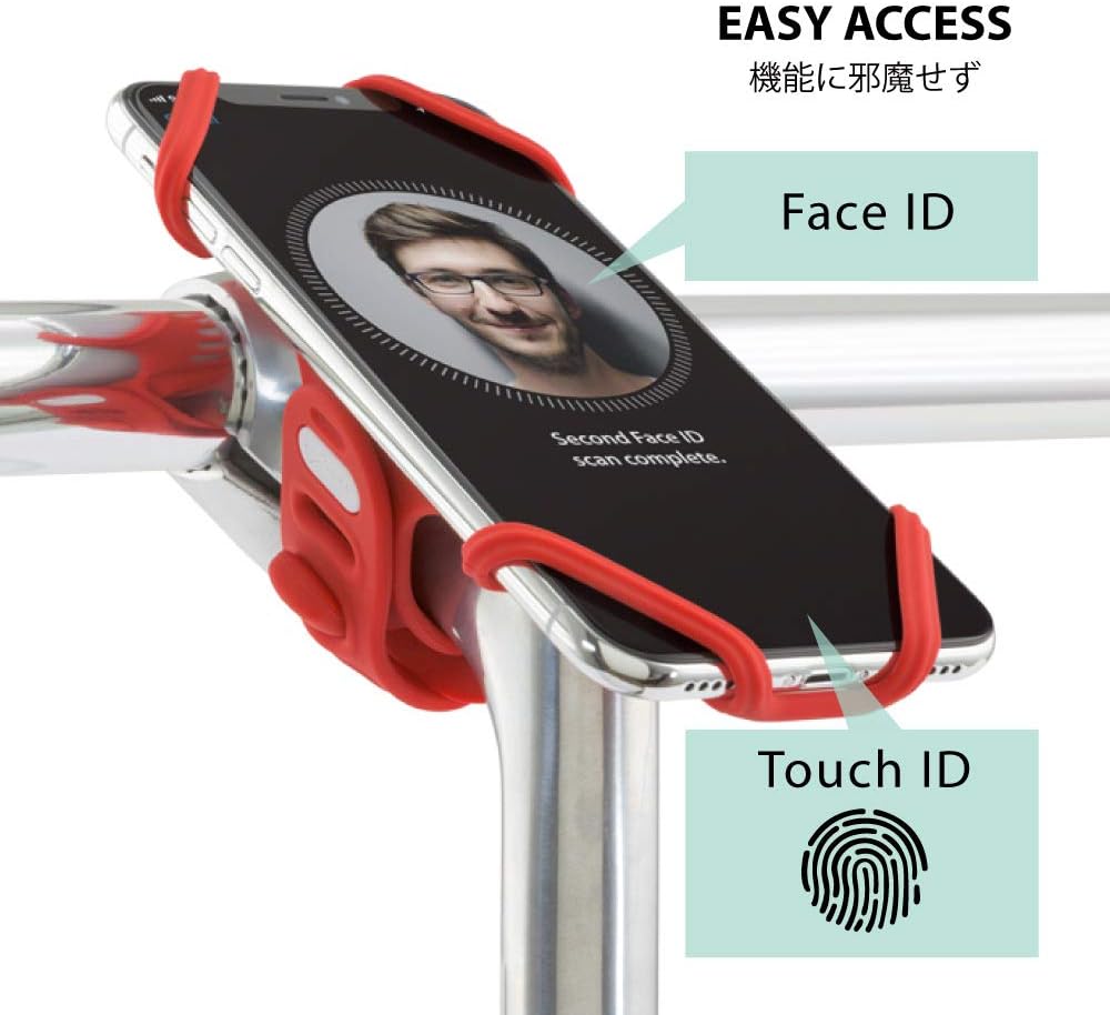 Bone Bike Tie Pro 2, Universal Bike Phone Mount for Stem Mount, Bicycle Motorcycle Stem Handlebar Cell Phone Holder for iPhone 12 11 Pro Max XS XR 8 7 6 Plus (Red)