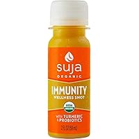 Suja Organic Juice, Immunity Wellness Shot with Turmeric & Probiotics, 2 Fl Oz (Pack of 15), 100% Plant-Powered Vegetable and Fruit Juices, Vegan, Gluten-free, Non-GMO, Made in USA
