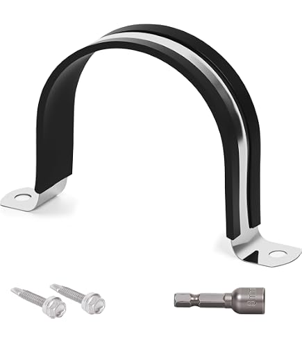 5pcs 2 Inch Pipe Strap Clamps - 304 Stainless Steel, M50 U-Bracket For Conduit & Piping