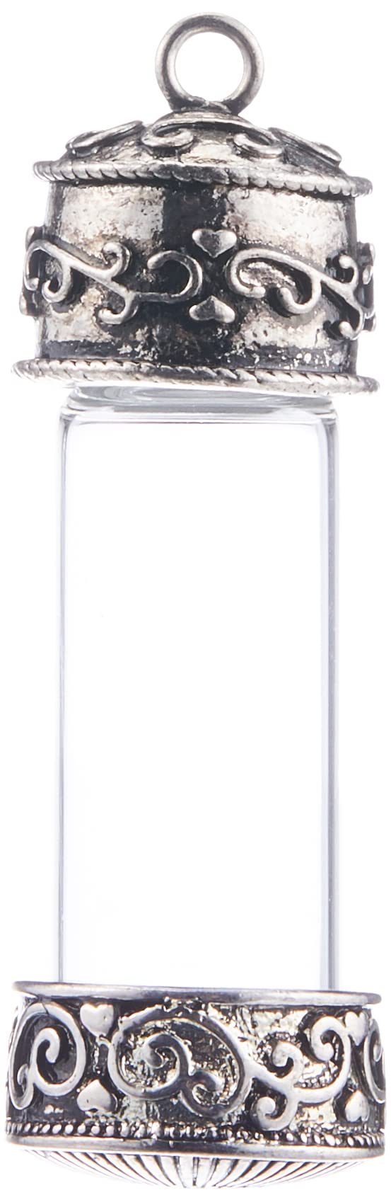 Solid Oak Steampunk Glass Pendant large Vial, Acrylic, Multicoloured