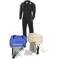 Enespro ArcGuard, CAT 2, 12 Calorie, Arc Flash Suit Kit with FR Coverall, and Face Shield, Medium, Size 9 Gloves, KIT2CV11MD09