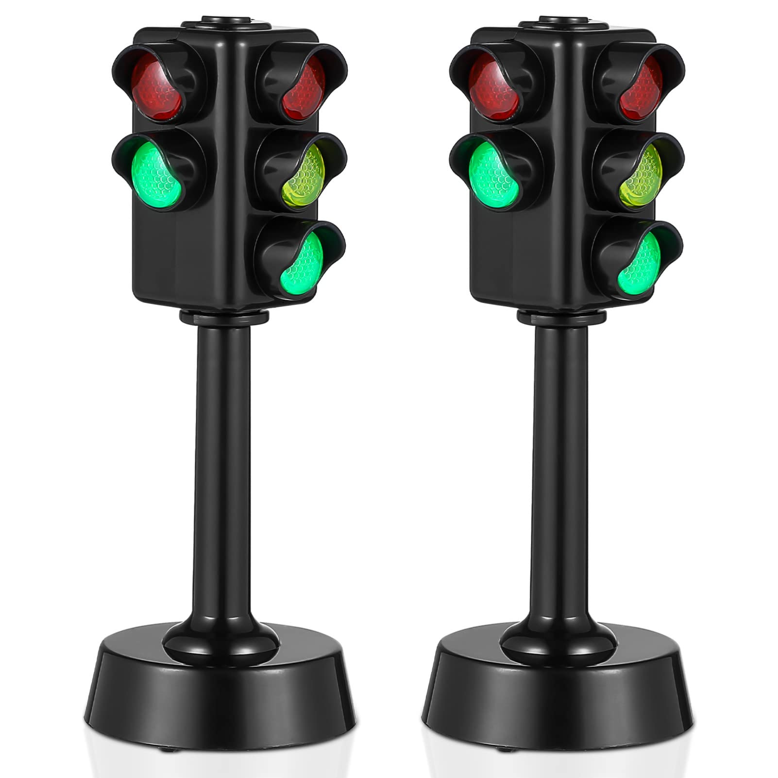 Toddmomy 2 Pcs Interactive Traffic Light Toys for Kids, Realistic Led Lights and Sounds, Educational Role-Play Tool for Road Safety, Plastic Assorted Colors, 4.33 X 1.77 Inches