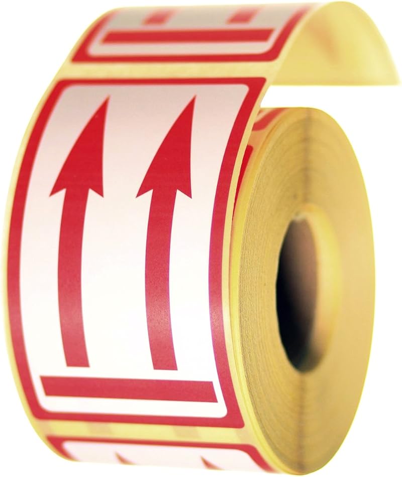 Euro Labels This Way Up Double Arrow Labels 120x70mm 500 Pack Easy Peel Postage