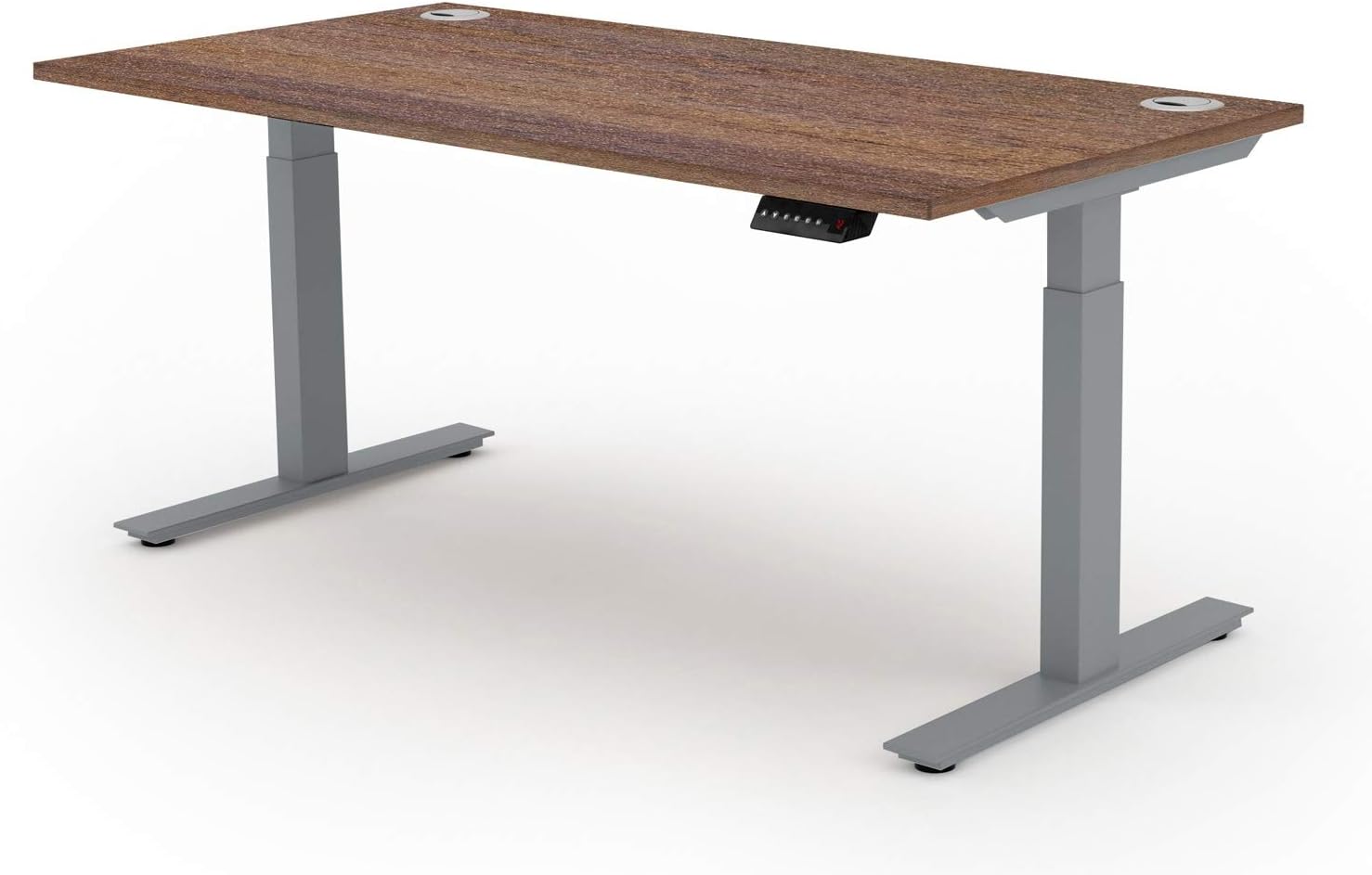 NOVA Vector Electric Height Adjustable Sit Stand/Standing Desk, 1600mm, Walnut with Silver Frame