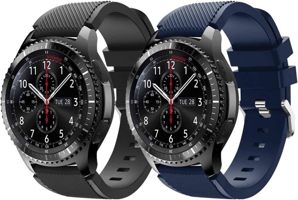Vozehui 22mm Soft Silicone Sport Wrist Band Strap Compatible With Samsung Gear S3 Frontier/Classic, Galaxy Watch 46mm