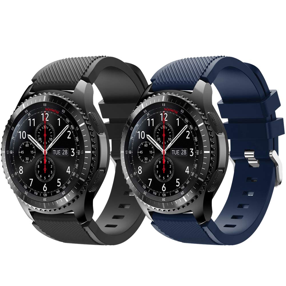 Vozehui 22mm Soft Silicone Sport Wrist Band Strap Compatible With Samsung Gear S3 Frontier/Classic, Galaxy Watch 46mm, Huami Amazfit 2, Huawei GT/2 Pro Smartwatch