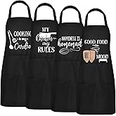 Mepase 4-piece Fun Cooking Apron Set, Women's Size, with 2 Pockets, Adjustable Kitchen Apron, Suitable for Moms, Wives, Bakers, Chefs