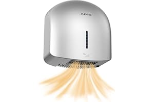 AIKE GentleAir Warm Hand Dryer,Low Noise Perfect for Home Bathrooms，Silver Cover AC110V-130V,Model AK2637