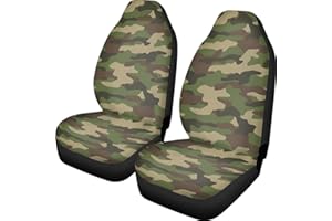 PEHEDE Car Seat Cover Green Camouflage Front for Cars, Easy to Install Cover Set, Accessories Auto Trucks Van SUV,2 Packs