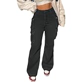 WGXWGX Women's High Waist Baggy Cargo Jeans Flap Pocket Y2K Streetwear | High Waist,Streetwear,y2k,Flap Pocket,Boyfriend,Casual,Trendy,Fashion,Holiday,Comfortable,Stylish,Multiple colors available