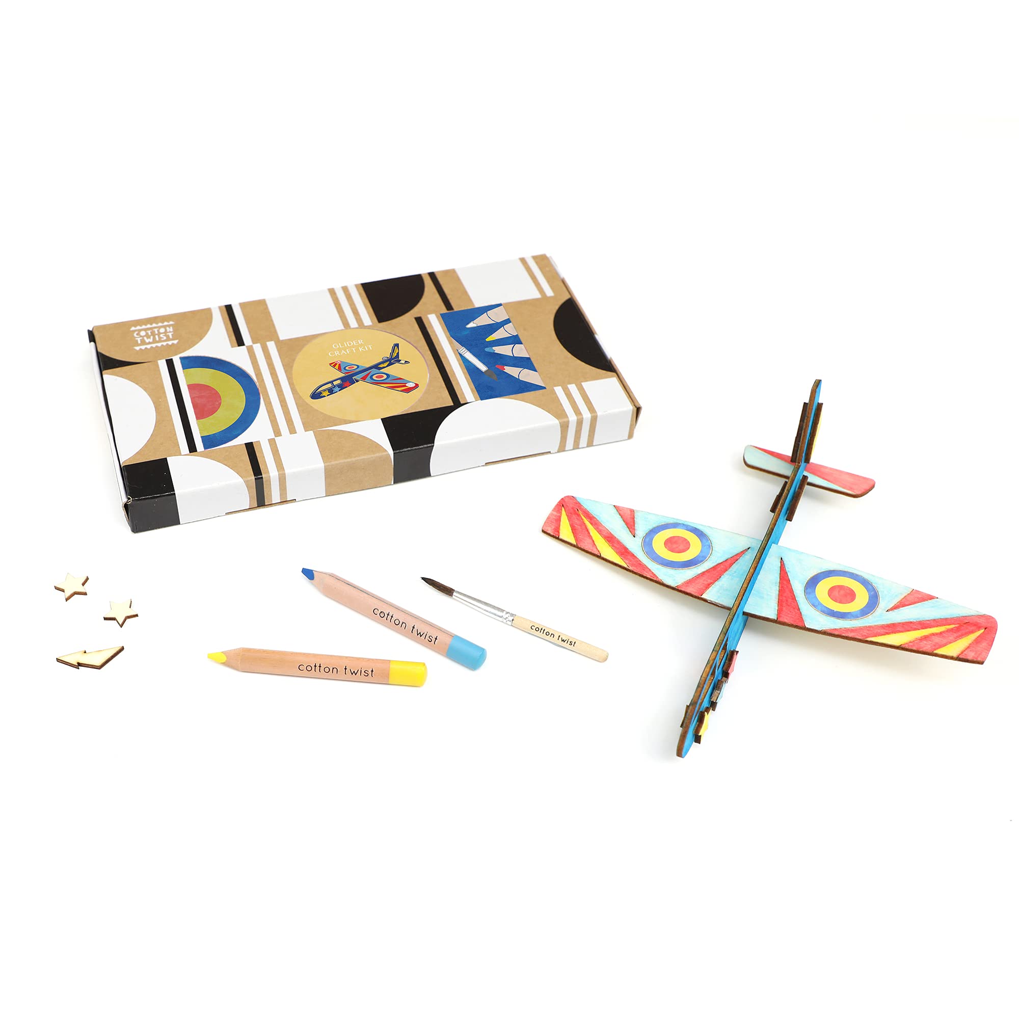 COTTON TWIST Kids Make Your Own Glider Craft Kit - Unisex Children Creative Fun Game Play Set Activity Box for Boys and Girls