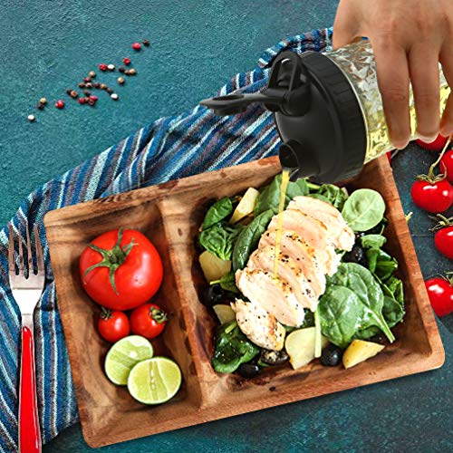 CONNYAM Wide Mouth Mason Jars with Lids (2pcs Jars, 16 oz/Pint), Including 2pcs Flip Top Lids and 2pcs Leakproof Lids and 2pcs Drink Lids with Straw Hole