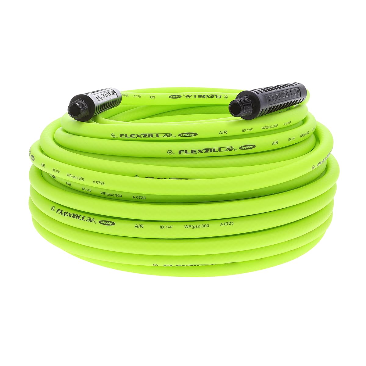 Flexzilla Air Hose, 1/4 in. x 100'., 1/4 in. MNPT Fittings, Heavy Duty, Lightweight, Hybrid, Zillagreen - HFZ14100YW2 — image 1