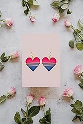 Bisexual Pride Heart Shape Dangle Earrings Gay
