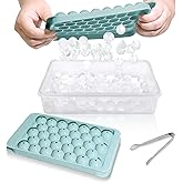 WIBIMEN Ice Cube Tray with Lid and Bin - Round Ice Trays for Freezer with Lid - Ice Cube Trays for Freezer with Ice Container
