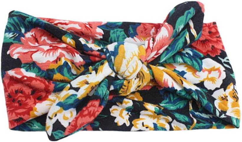 Baby Uni Floral Print Elastic Headwrap Turban Knot Headband Newborn Infant Wide Twisted Hair Bows