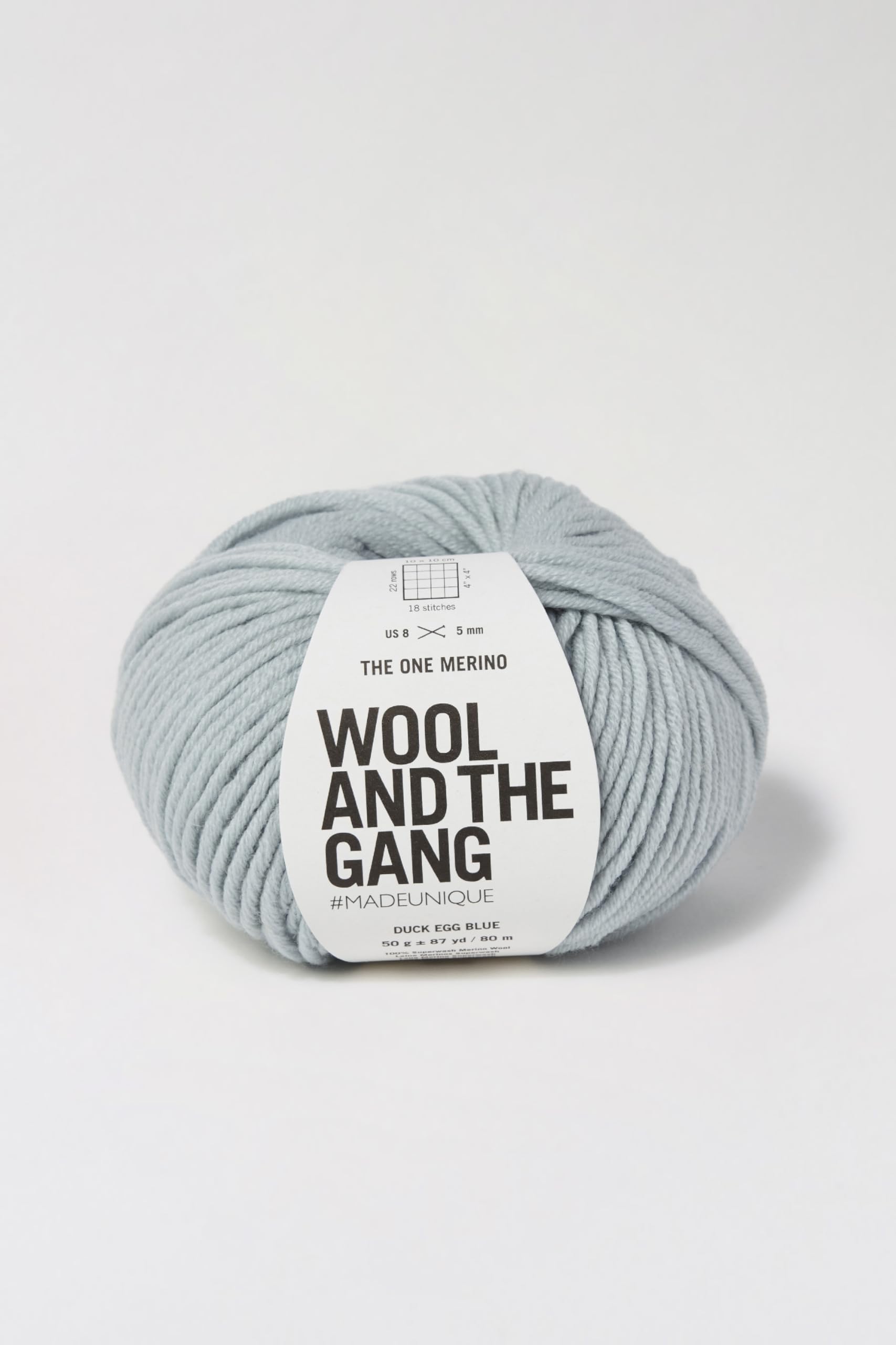 Wool and the Gang The One Merino, Duck Egg Blue, 50g, Aran/Worsted