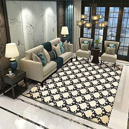 JIFAN Rug, Nordic Retro Carpet, Modern Geometric Rug Crystal Velvet Non-slip Carpet, Baby Crawling Blanket Regional Rug, Living Room Sofa Coffee Table Carpet Machine Washable For Bedroom Study Office