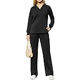 difficort Womens 2 Piece Outfits Fall Lounge Sets Wide Leg Loungewear Workout Sets with Pockets